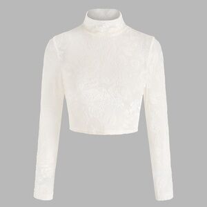 Cider Love and Lace Sheer Turtleneck Top